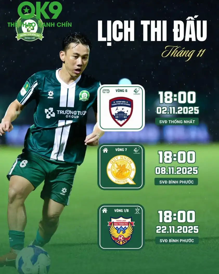 Các trận đấu tiếp theo của CLB Đồng Nai. Ảnh: Fanpage CLB Các trận đấu tiếp theo của CLB Đồng Nai. Ảnh: Fanpage CLB